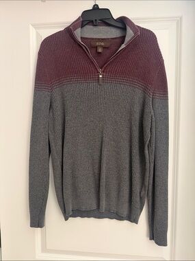 Tasso Elba Men’s Half-Zip Sweater in Burgundy and Gray